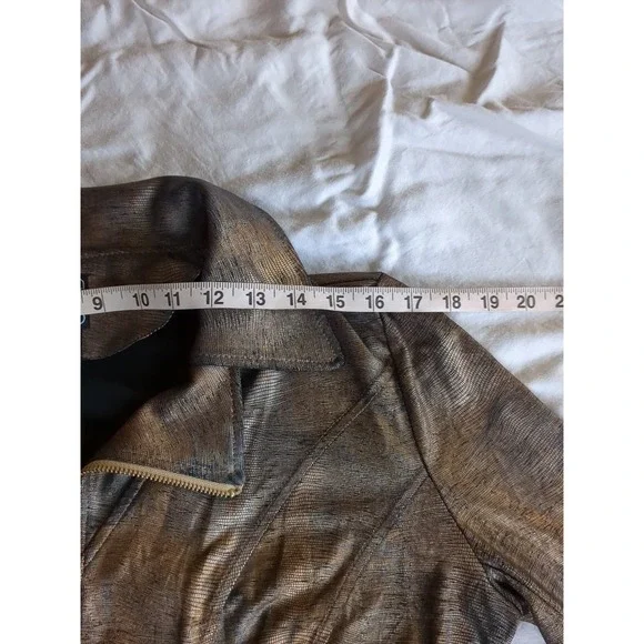 Clara Sun Woo Liquid Leather Jacket Full Zip Sz Large Brown Black - Picture 10 of 13